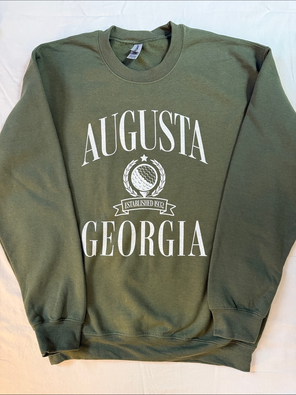 Gildan Olive Green Augusta Georgia Crewneck Sweatshirt Size M
